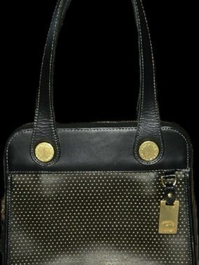 Dooney & Bourke Cabriolet Black Leather Logo Clutch